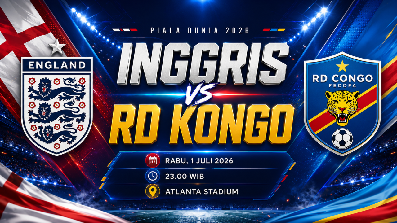 Prediksi Pertandingan Inggris vs RD Kongo di Babak 32 Besar Piala Dunia 2026