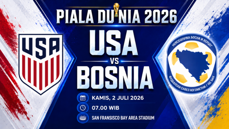 Prediksi Amerika Serikat vs Bosnia dan Herzegovina Babak 32 Besar Piala Dunia 2026